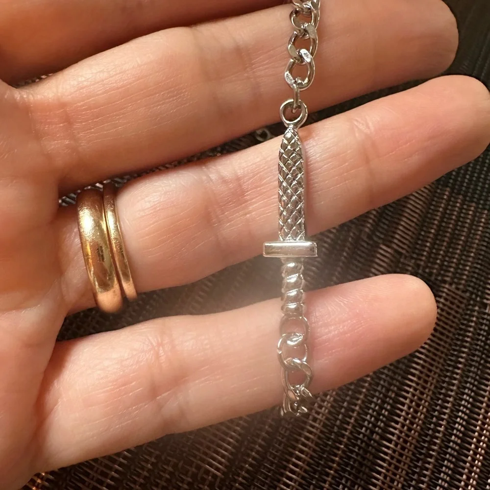 Sword Bracelet, Mens Chain Link Bracelet , Stainless Steel